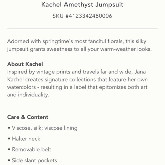 NEW Kachel x Anthropologie Amethyst Jumpsuit Paisley Women's Size 12 - Picture 5 of 12